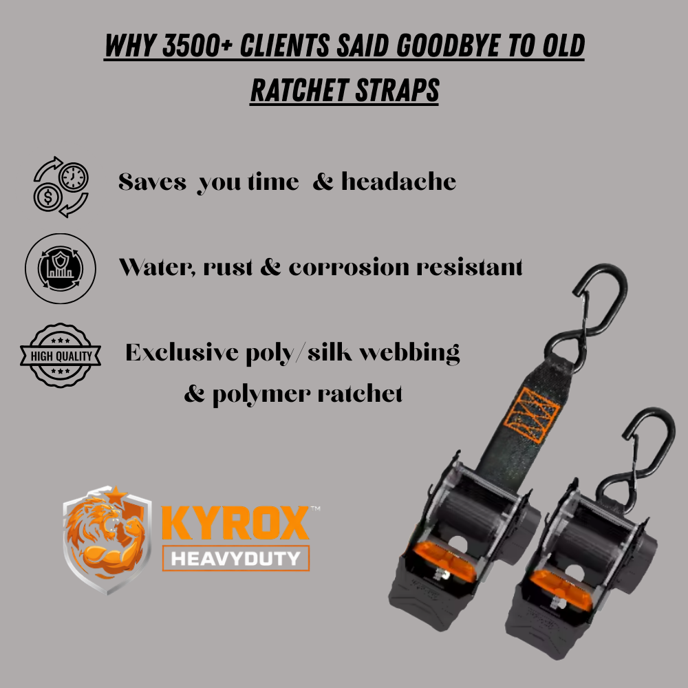 Kyrox Heavy-Duty retractable ratchet straps