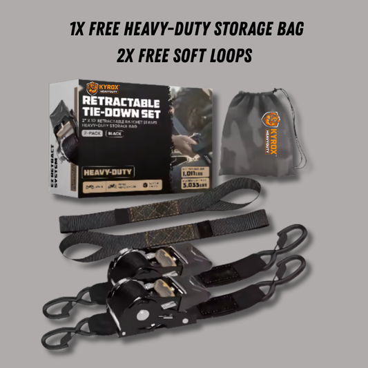 Kyrox Heavy-Duty retractable ratchet straps