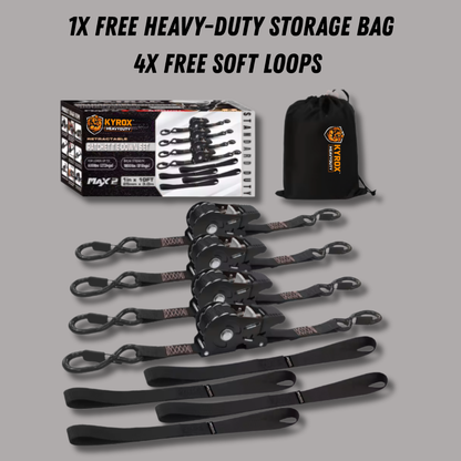 Kyrox Heavy-Duty retractable ratchet straps